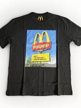 Palace x McDonald's Black Graphic Cotton T-Shirt Crew Neck Size Large New W/ Bag
